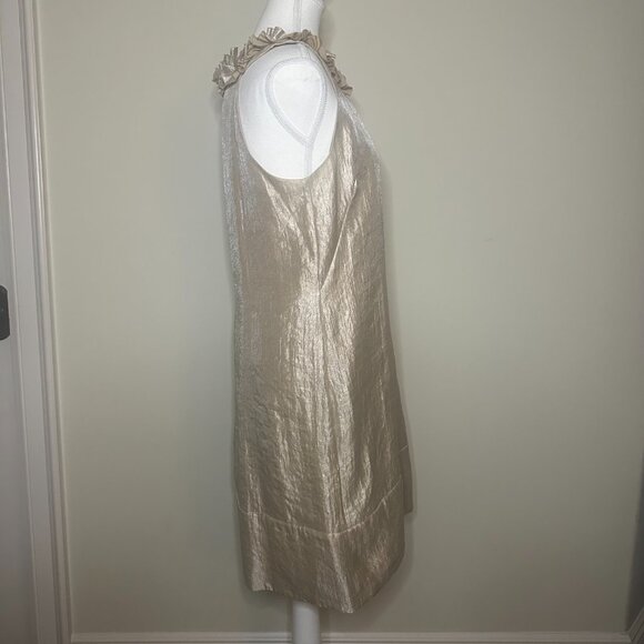 Dress Barn Collection Metallic Champagne Shift Dress – Size 12 - Picture 3 of 8